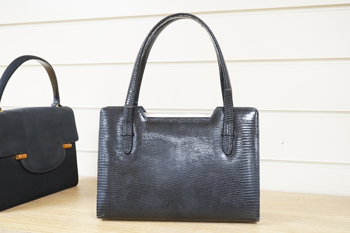 Two 1950's-60's Gucci handbags with one dust bag, largest 26cm wide